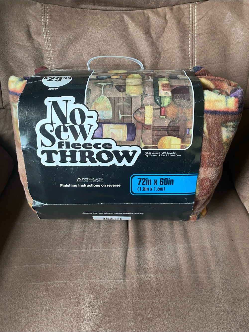 No-Sew Fleece Throw Blanket - Brown Pattern